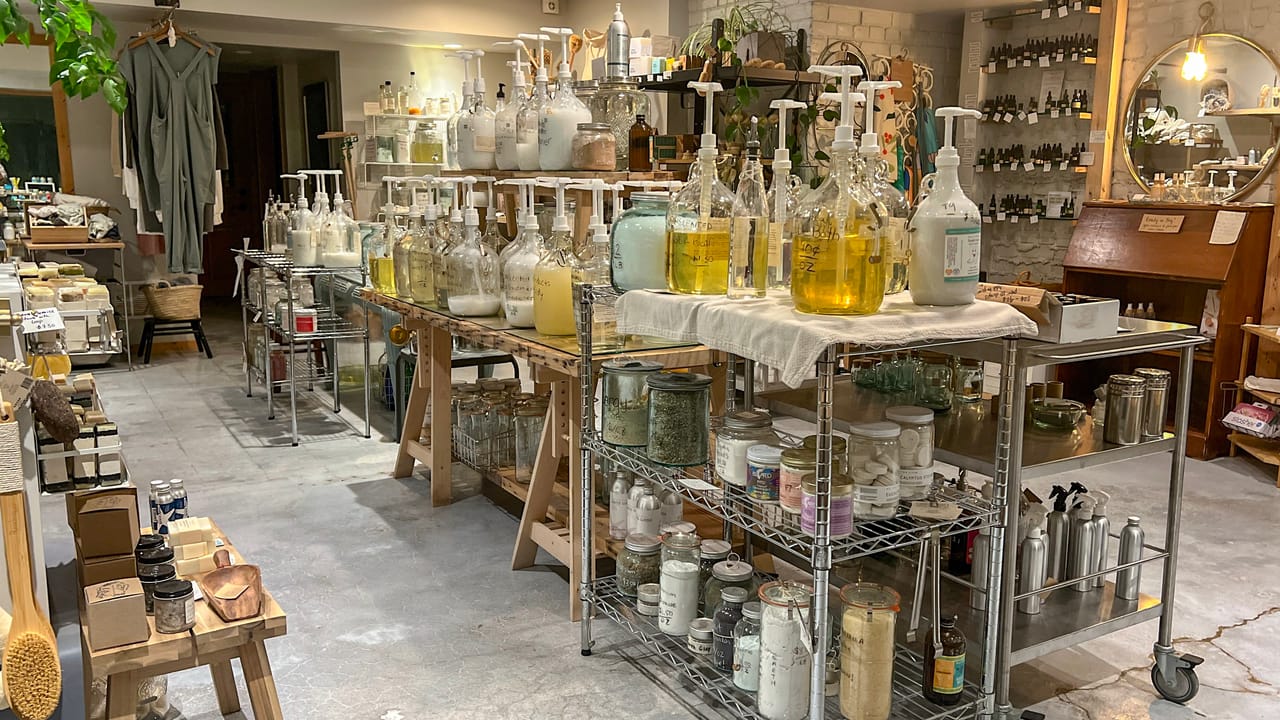 Refillable plant-based soaps, oils, and home essentials