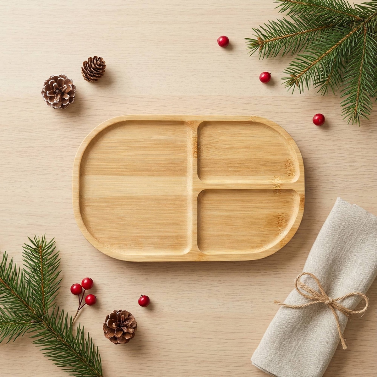 Bamboo Switch - Bamboo Compartment Plate solid bamboo