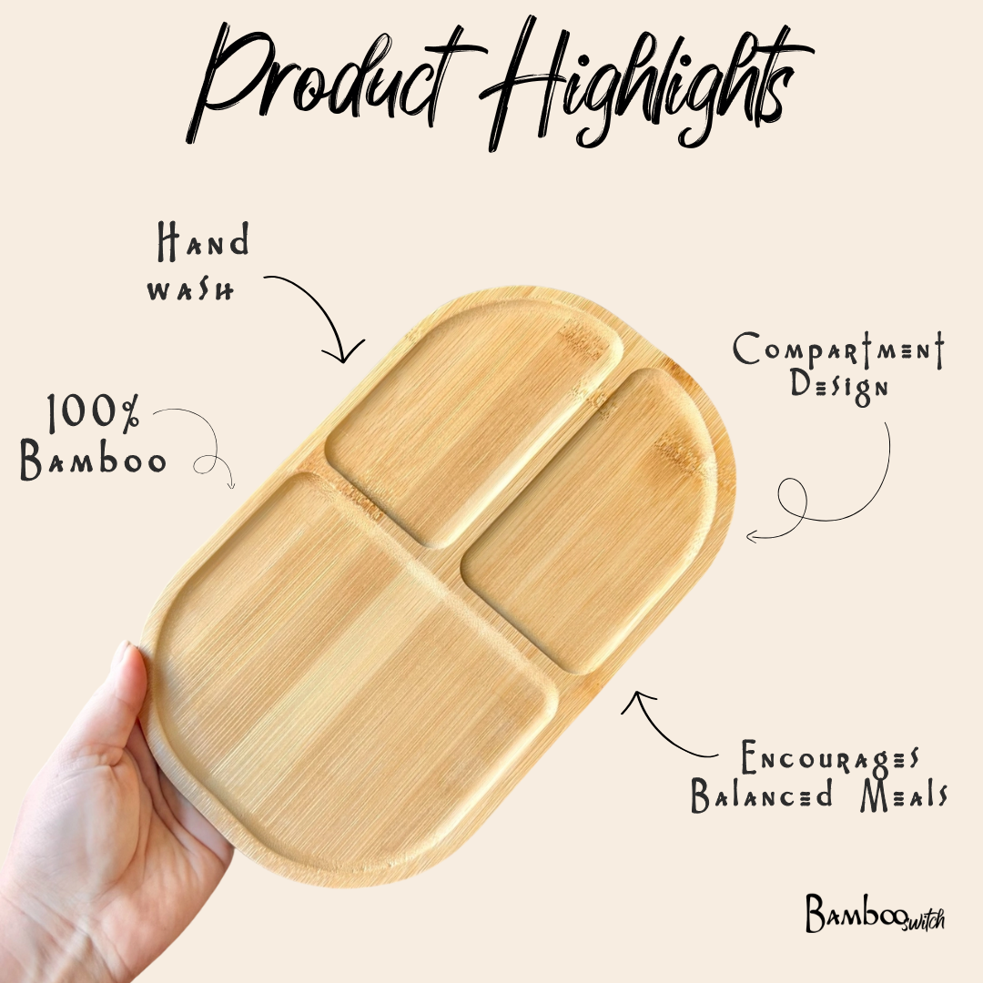 Bamboo Switch - Bamboo Compartment Plate solid bamboo - image 3