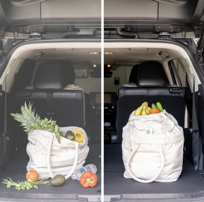Organic Cotton Mart - 100% Organic Cotton Canvas Grocery Tote with Drawstring reusable - image 3