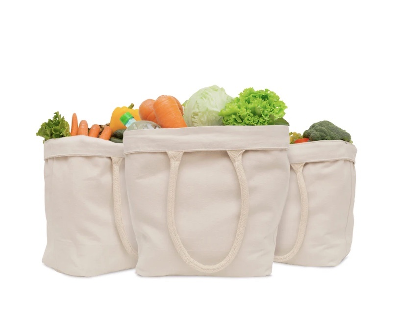 Organic Cotton Mart - 100% Organic Cotton Canvas Grocery Tote with Drawstring reusable - image 2