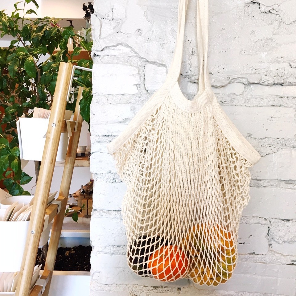 Organic Cotton Mart - Crochet Tote Bag with Zipper Pocket