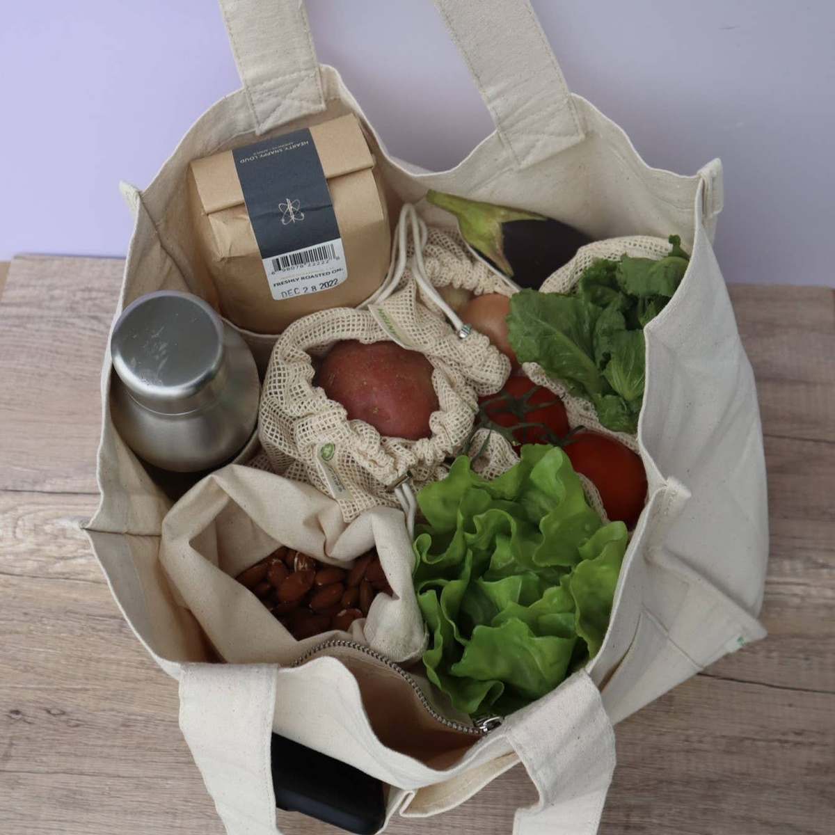 Plantish - Multi-pocket Organic Cotton Tote Bag organic cotton canvasapprox - image 4
