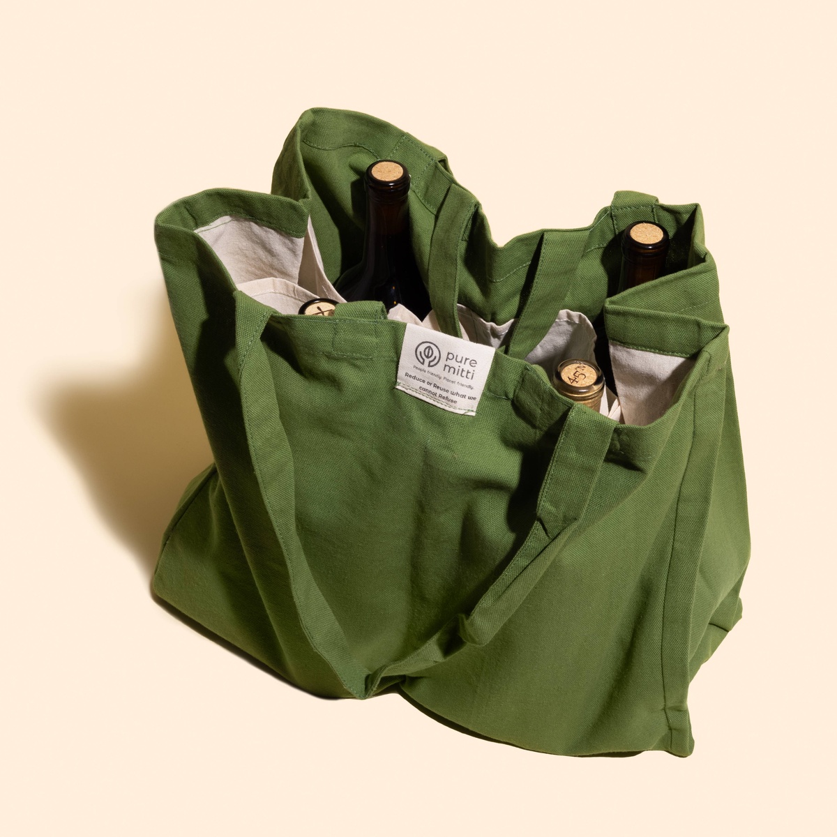 Pure Mitti – Organic Handmade 6 -Pocket Canvas Tote Bag plastic-free