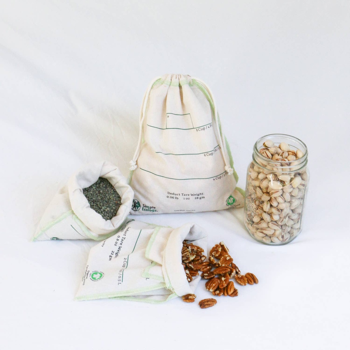 Simple Ecology - Organic Cotton Bulk Bin Bags (Set of 3) gots-certified organic cotton fabric