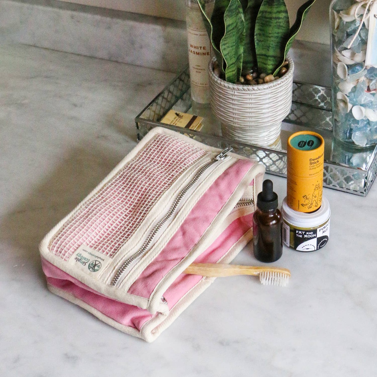 Simple Ecology – Organic Cotton Padded Toiletry Bag Simple Ecology - Organic Cotton Padded Toiletry Bag gots-certified organic cotton fabric - image 2
