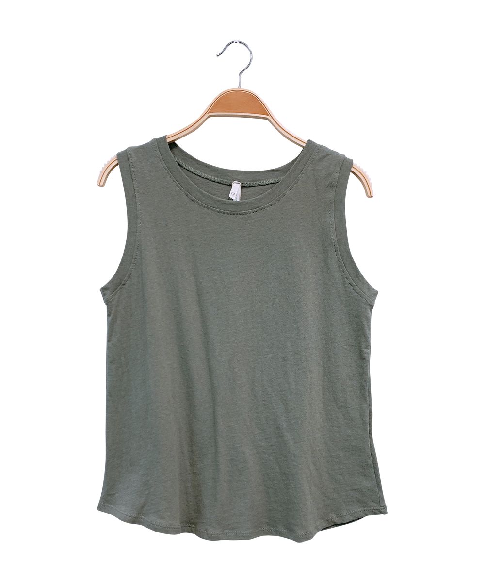 Fabina - Recycled Cotton Muscle Tank, Olive******