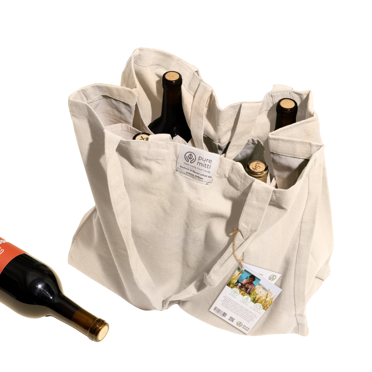 Pure Mitti - Multi-Pocket Cotton Grocery Tote plastic-free - image 5