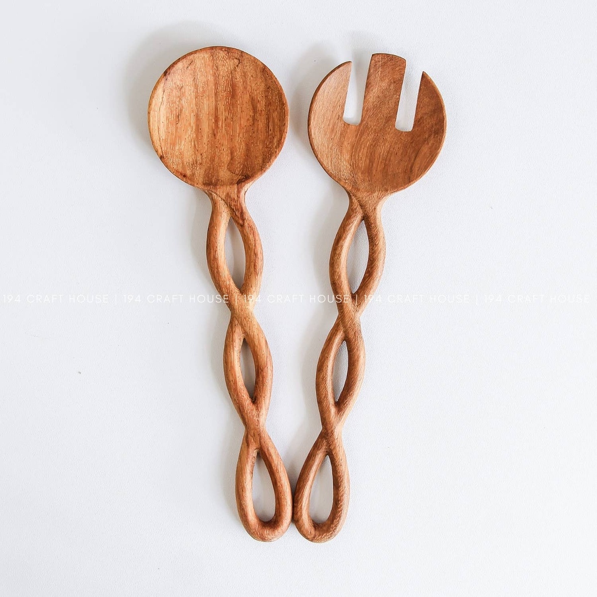 194 Craft House Twisted Handle Wooden Salad Servers - image 5