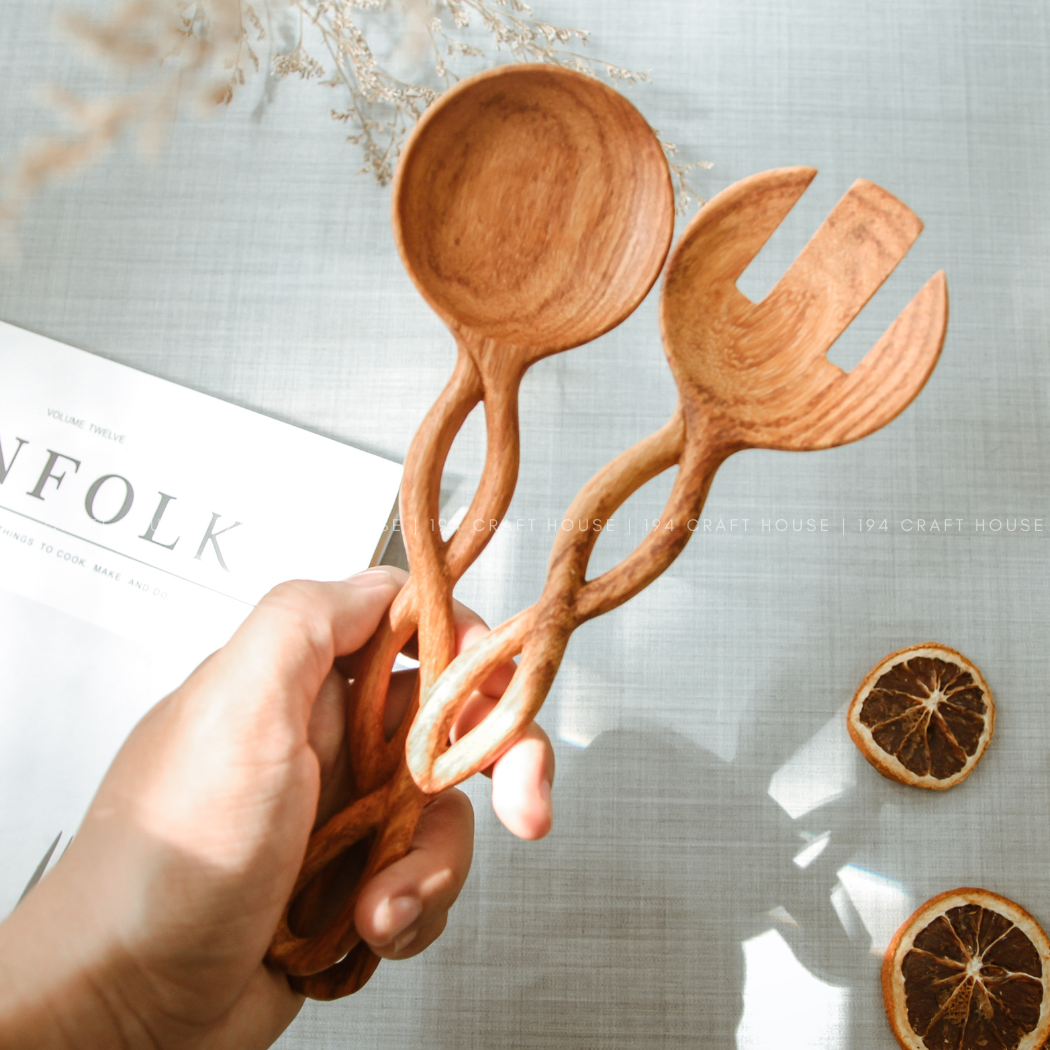 194 Craft House Twisted Handle Wooden Salad Servers - image 10