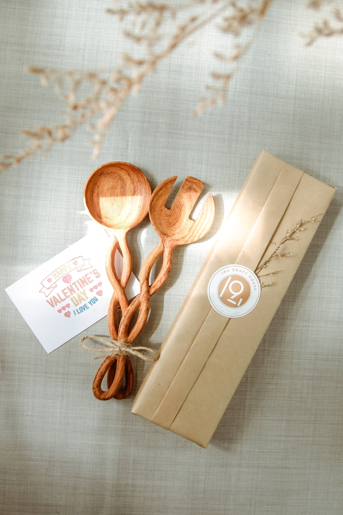 194 Craft House Twisted Handle Wooden Salad Servers