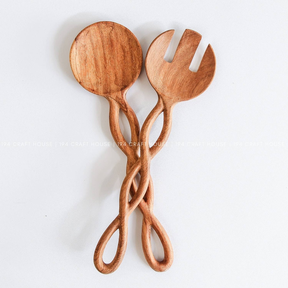 194 Craft House Twisted Handle Wooden Salad Servers - image 4