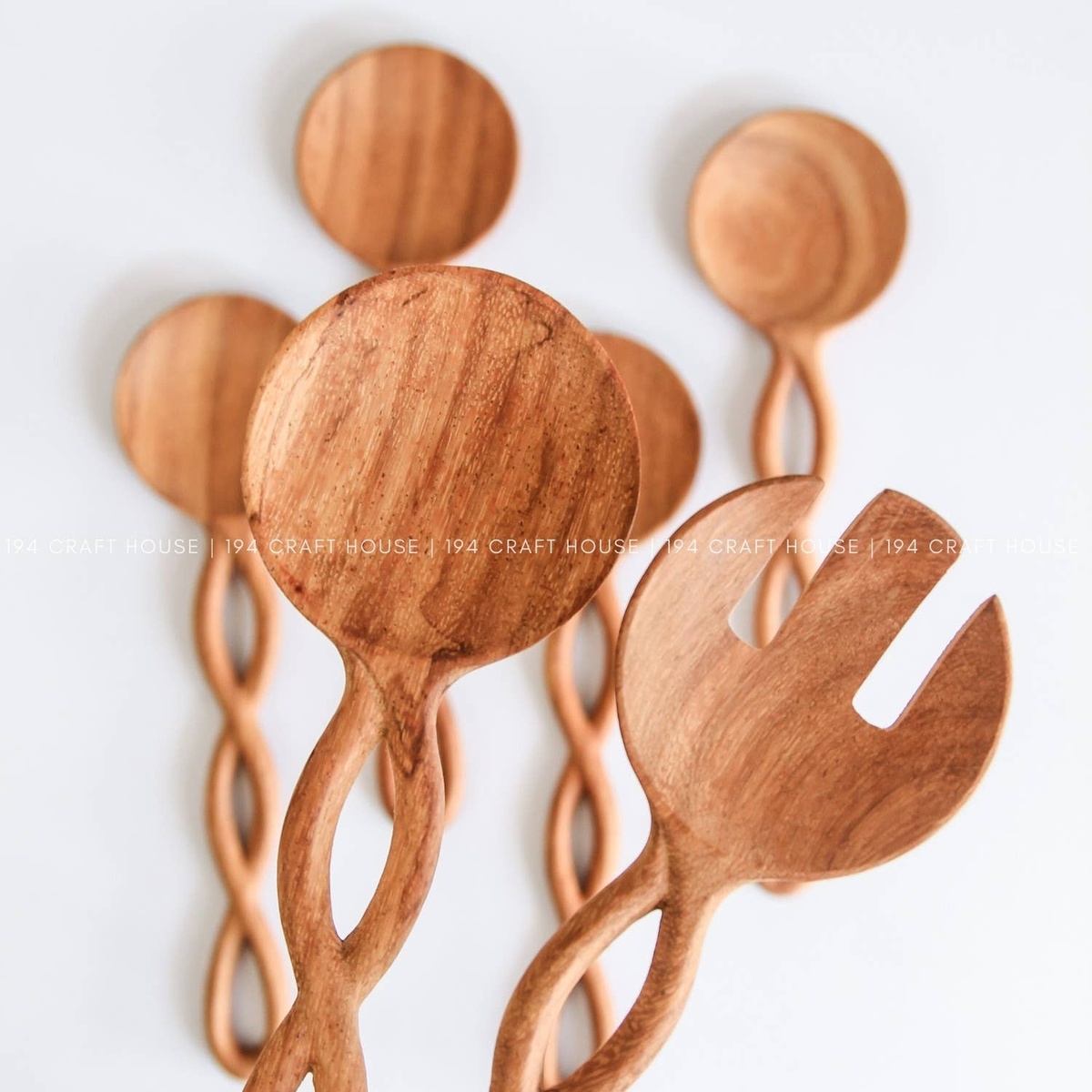 194 Craft House Twisted Handle Wooden Salad Servers - image 6