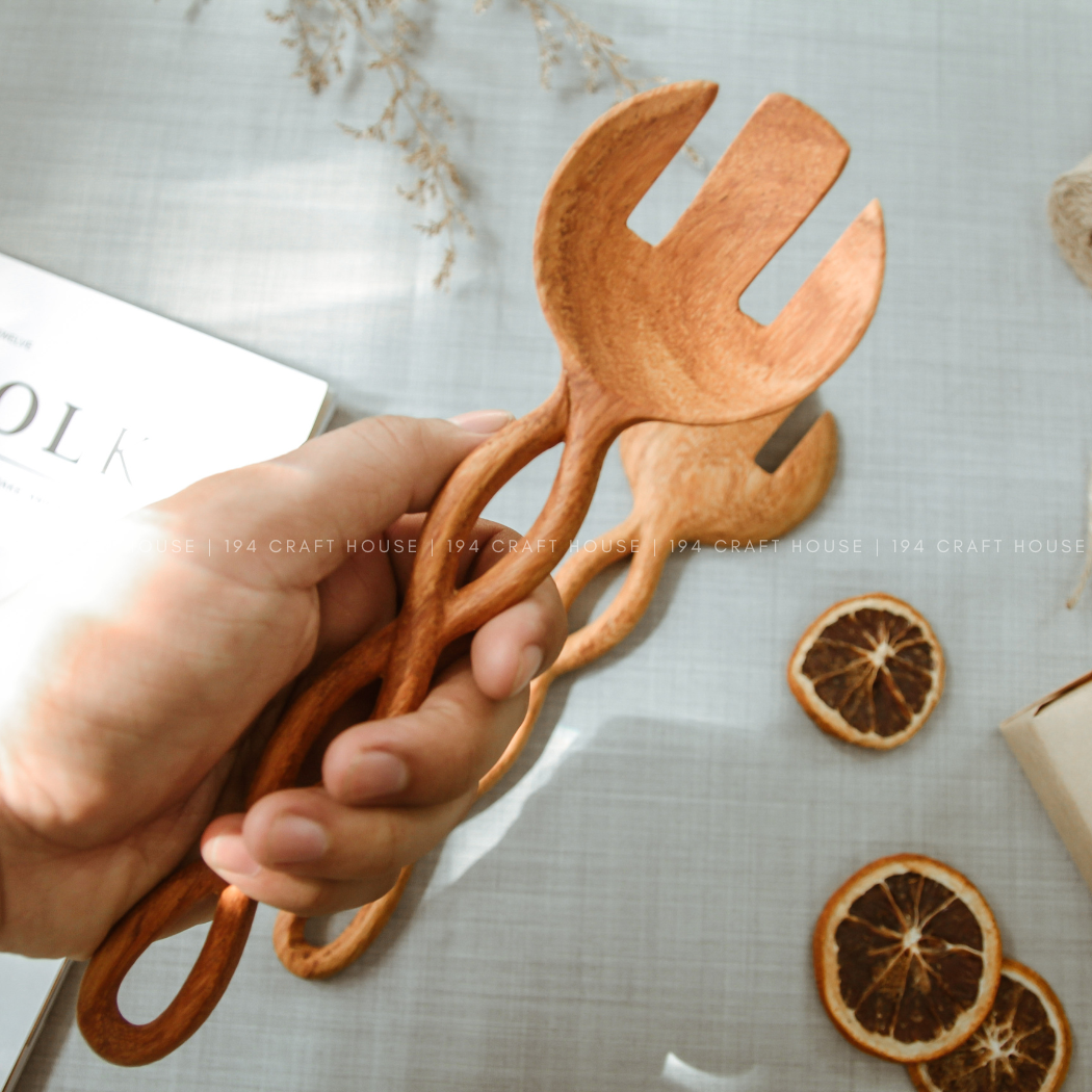 194 Craft House Twisted Handle Wooden Salad Servers - image 8