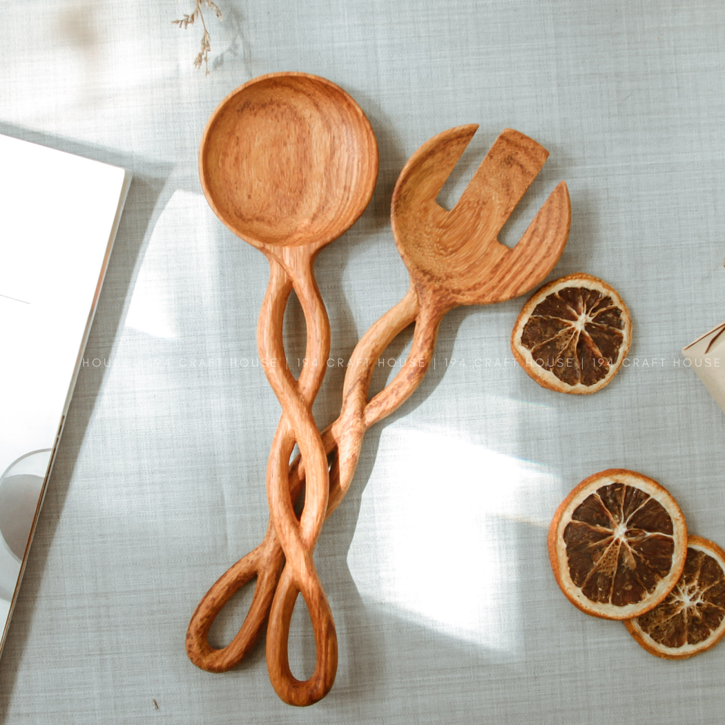 194 Craft House Twisted Handle Wooden Salad Servers - image 7