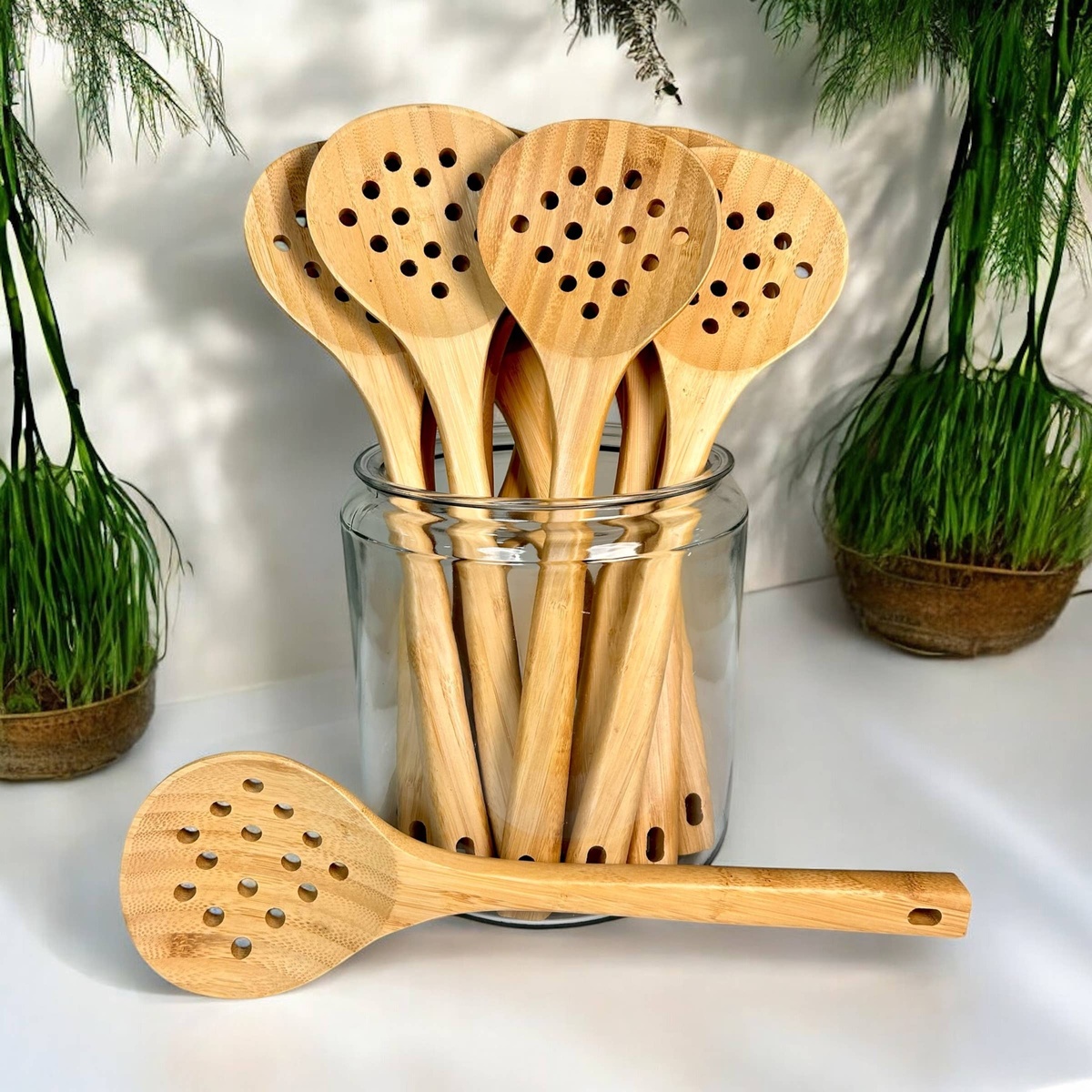 Bamboo Switch - Bamboo Straining Spoon solid bamboo - image 3