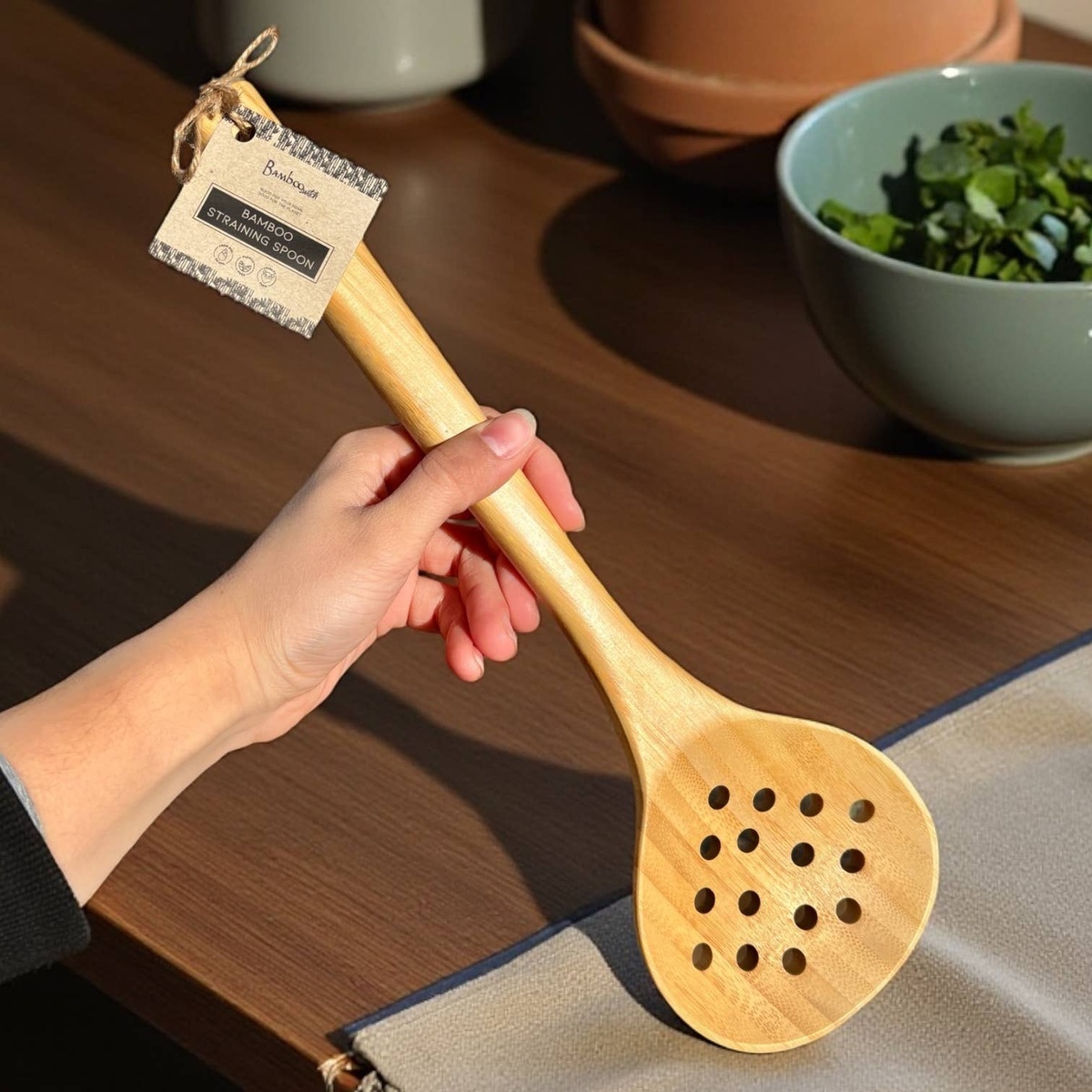 Bamboo Switch - Bamboo Straining Spoon solid bamboo