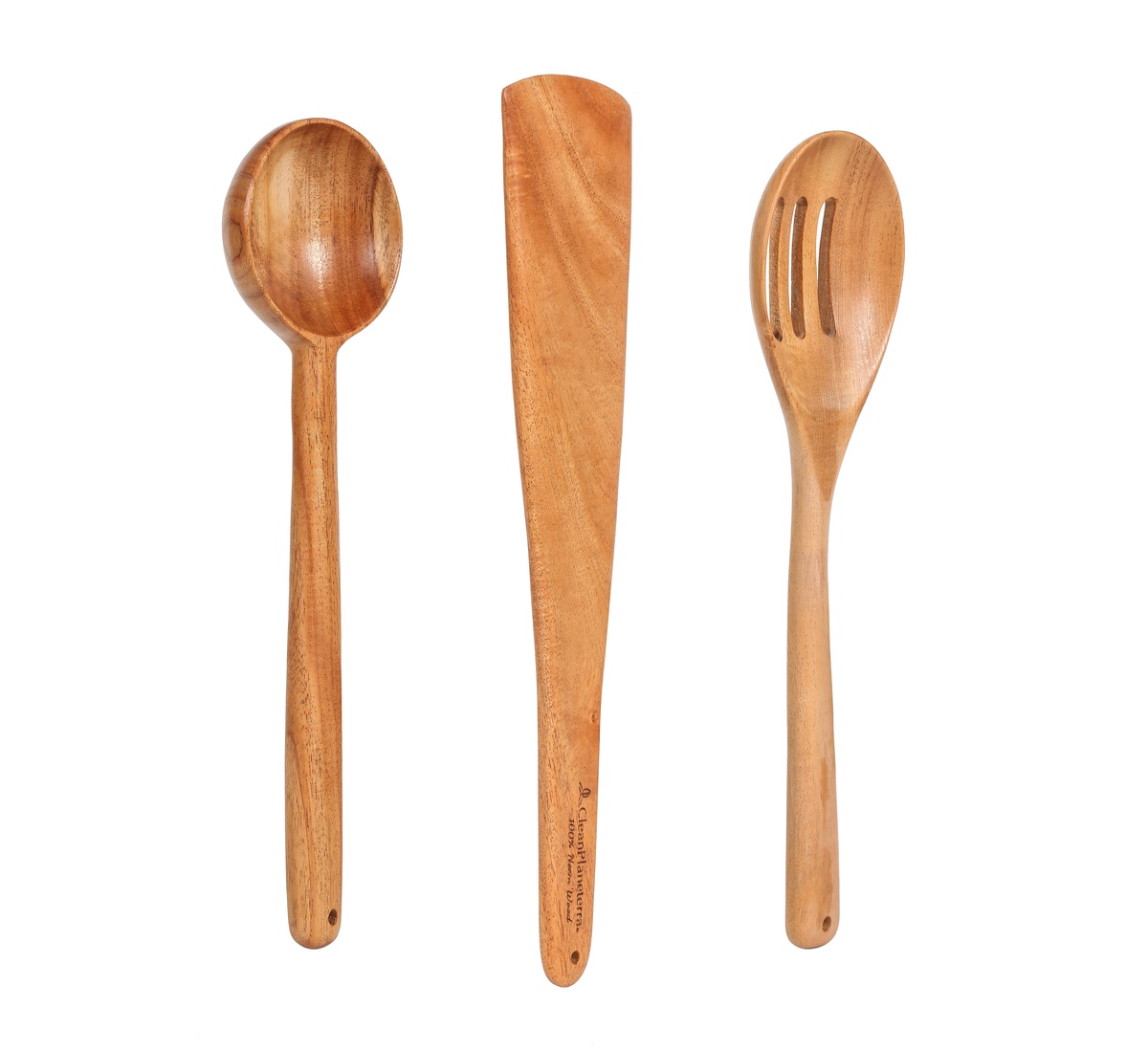 Brush with Bamboo - Pure Neem Wood Kitchen Utensils - Set of 3 - image 8