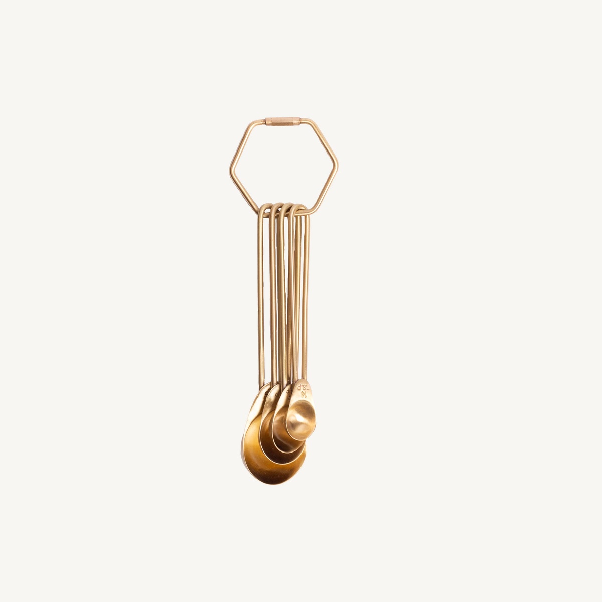 Civil Alchemy – Brass Measuring Spoons on Hexagon Ring 131505 Civil Alchemy - Brass Measuring Spoons on Hexagon Ring solid brass - image 2