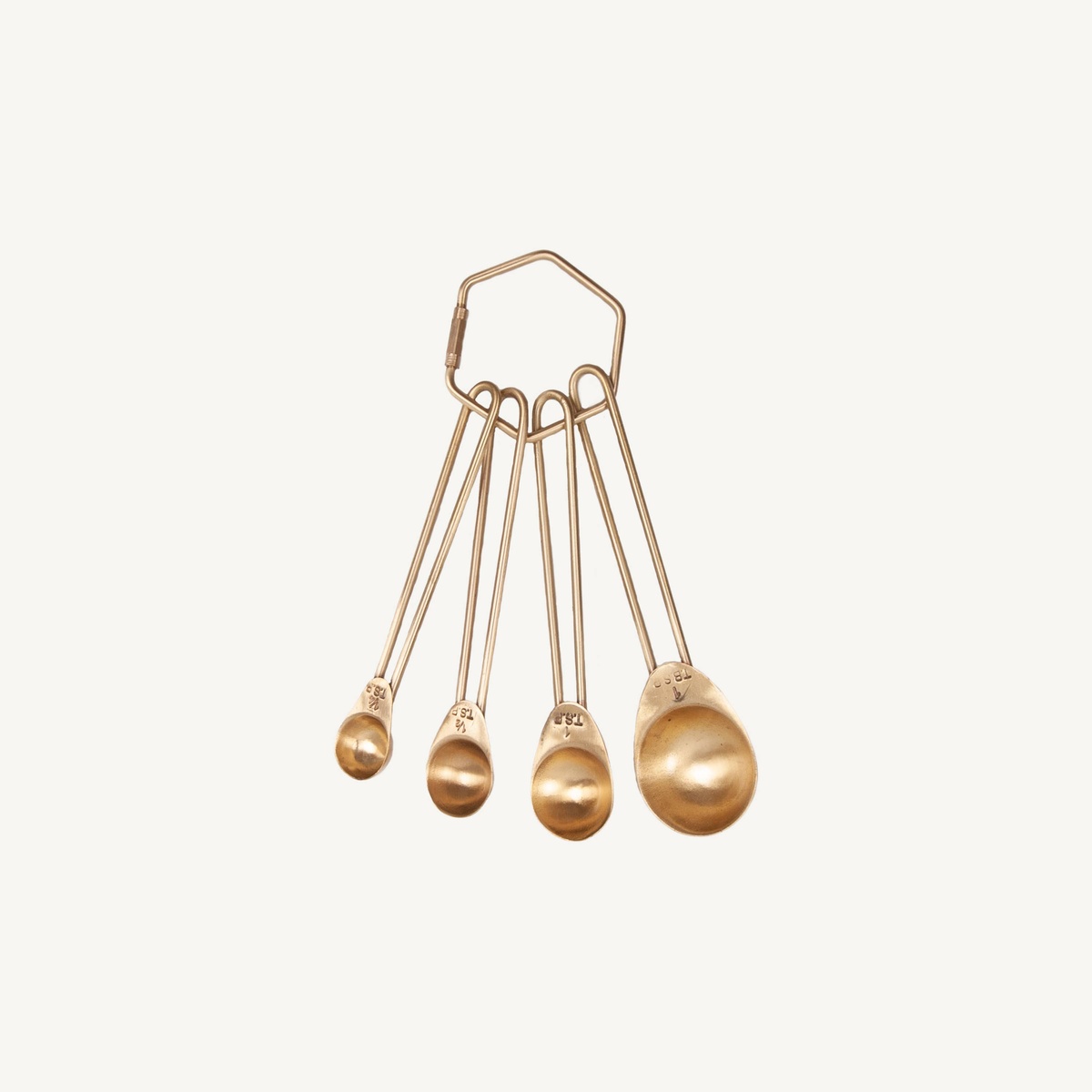 Civil Alchemy - Brass Measuring Spoons on Hexagon Ring solid brass