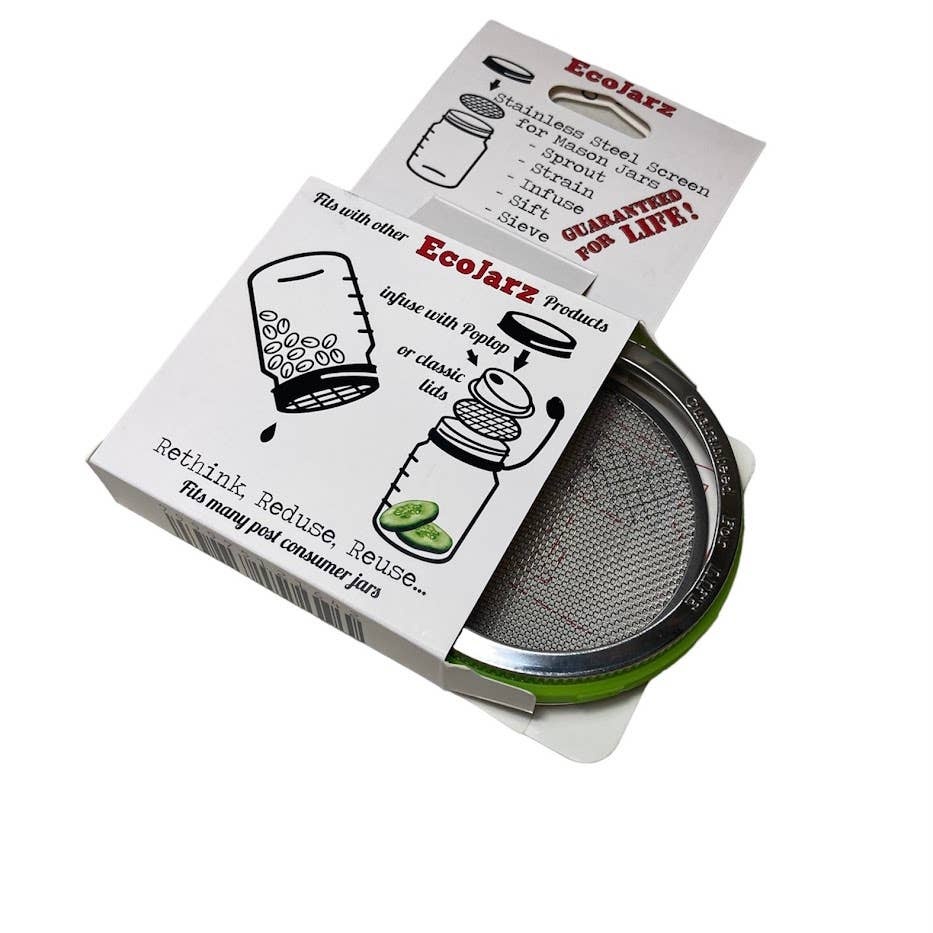 EcoJarz - Stainless Steel Mason Jar Screen Lid dishwasher safe
