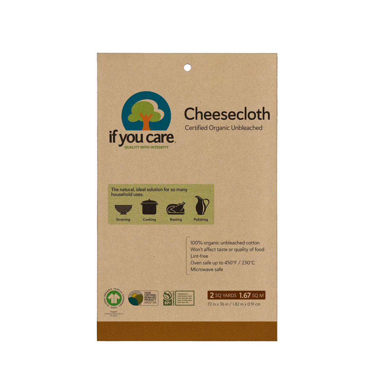 If You Care - Certified Organic Unbleached Cheesecloth organic unbleached cotton