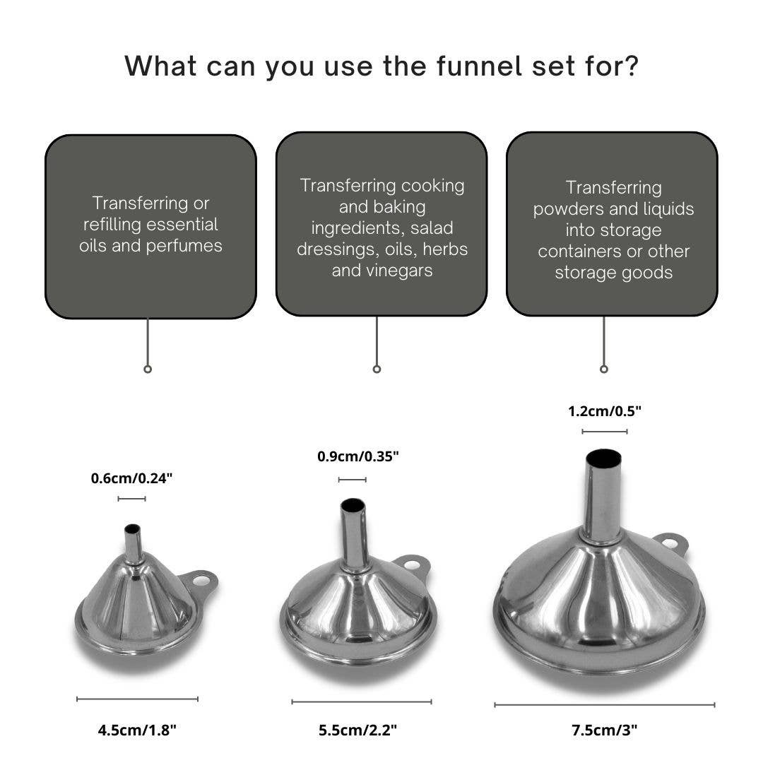 Kitchen Basics - Small Stainless 3-Piece Funnel Set - image 3