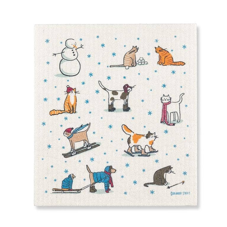 Abbott - Swedish Dishcloth, Winter Pets biodegradable cellulose