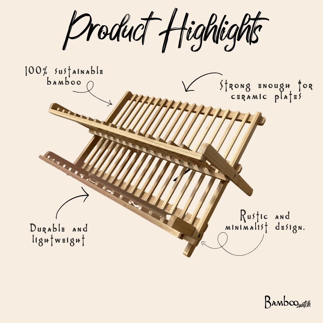 Bamboo Switch - Bamboo Collapsible Drying Rack with Utensil Caddy - image 3