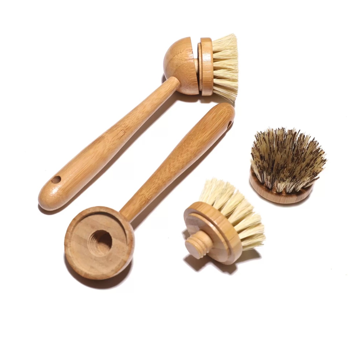 Desesh - Bamboo Replaceable Head Long Handle Dish Brush (Screw-on Style)