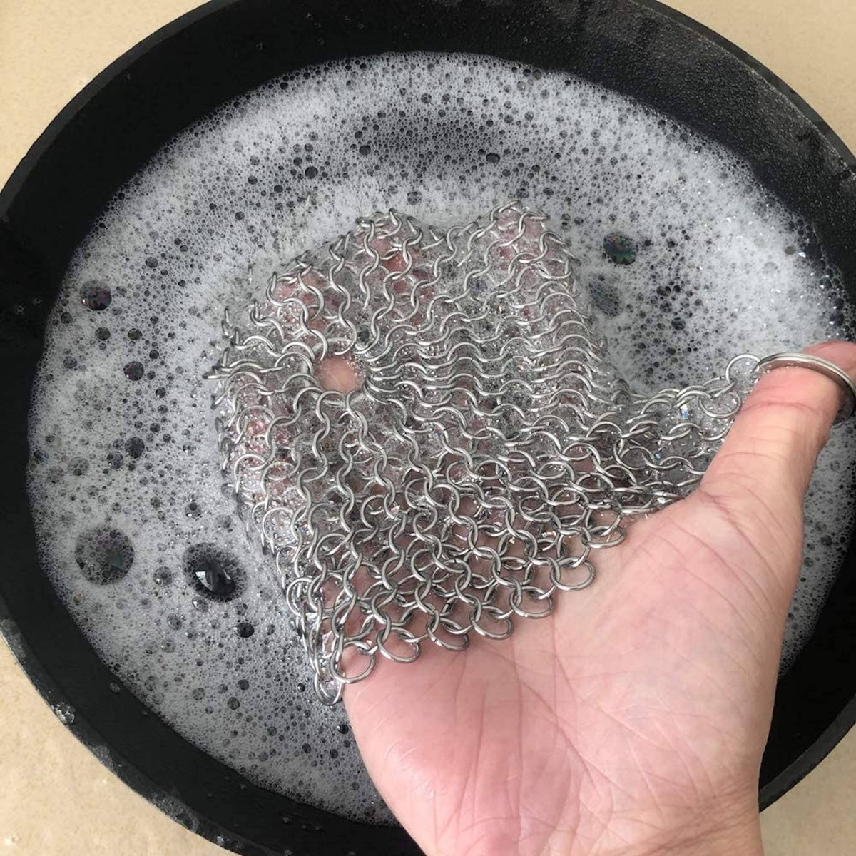 Fox Run Brands - Chain Mail Cleaner and Scrubber natural seasoning on your pan - image 2