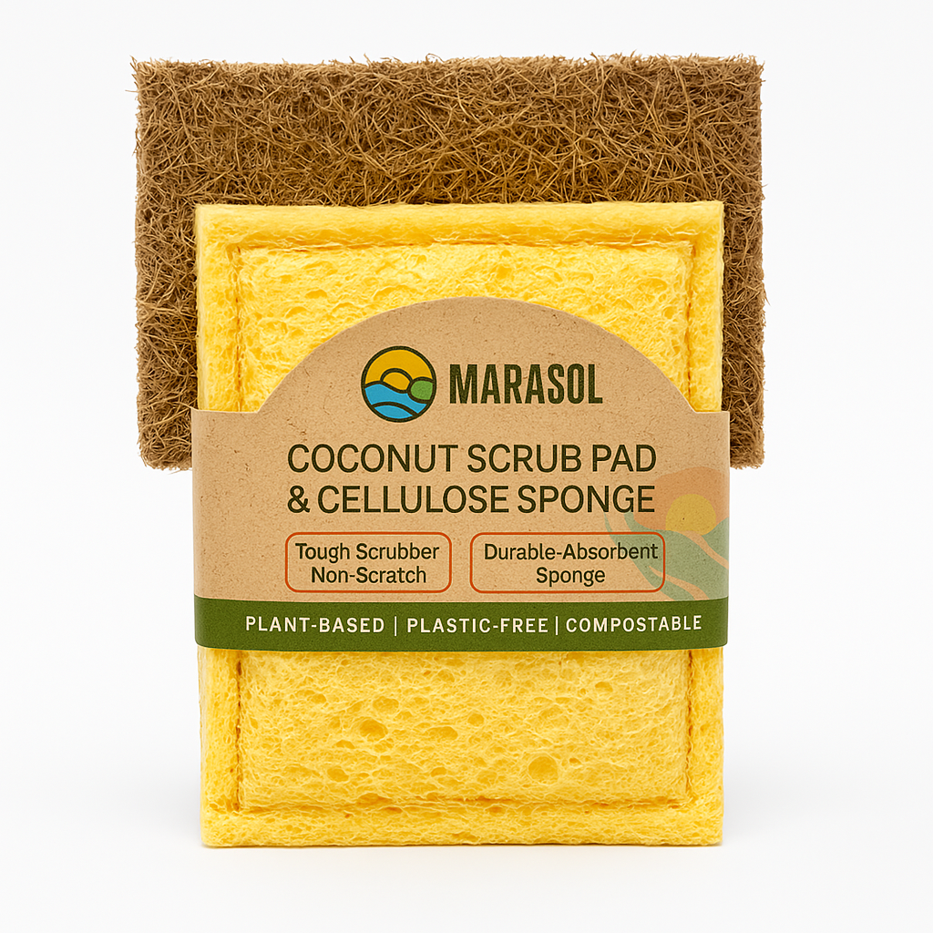 Marasol - Cellulose Sponge + Coconut Scrub Pad coconut husk fibers