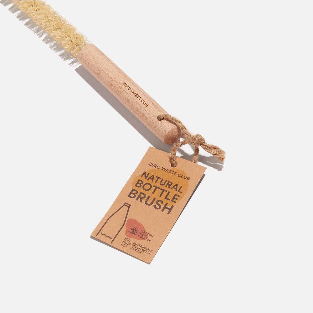 Zero Waste Club – Beech Wood Bottle Brush 5060743441411 Zero Waste Club - Beech Wood Bottle Brush natural sisal plant bristles - image 2