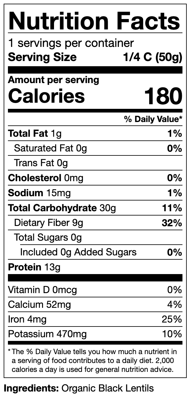 Lentils, Black BLNSBLLENTIL01 Avena Foods Lentils, Black - image 2