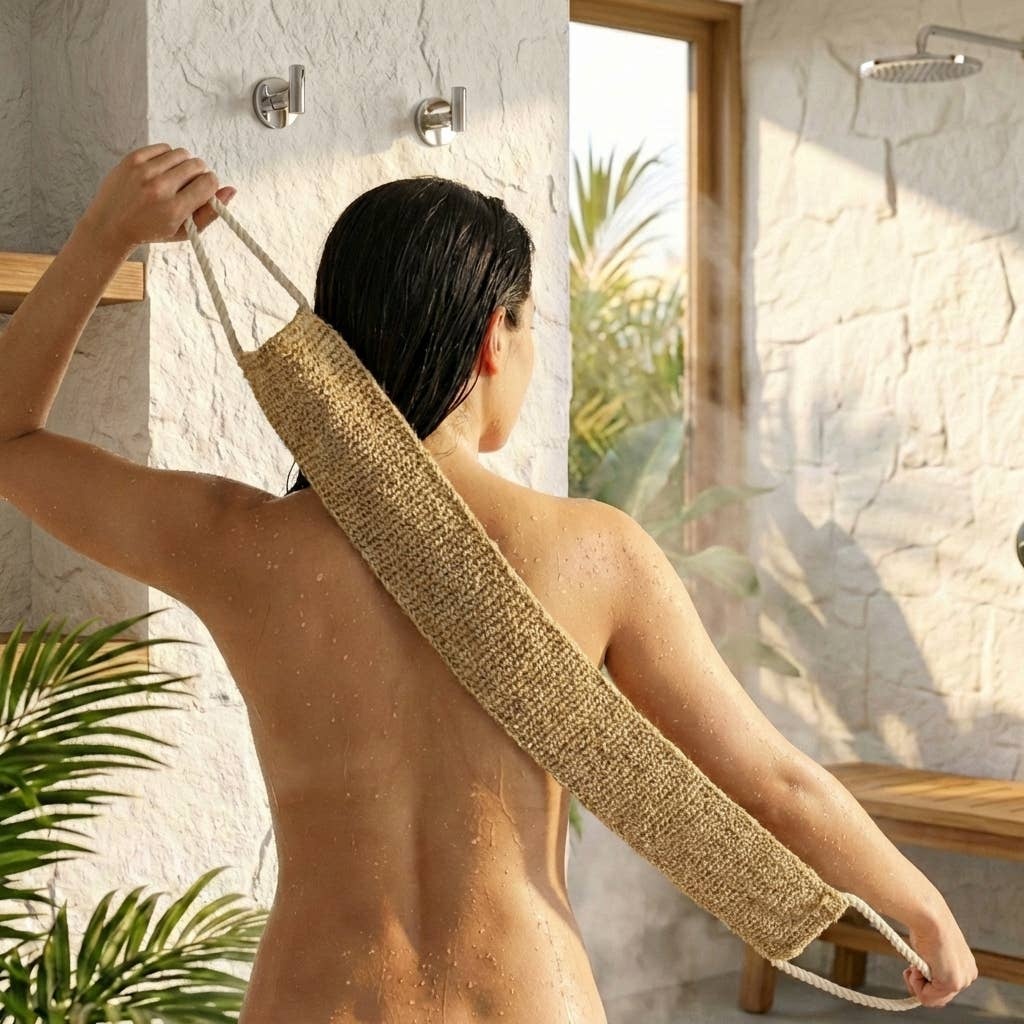 Bamboo Switch - Sisal + Linen Back Exfoliating Strap plant-based sisal - image 3