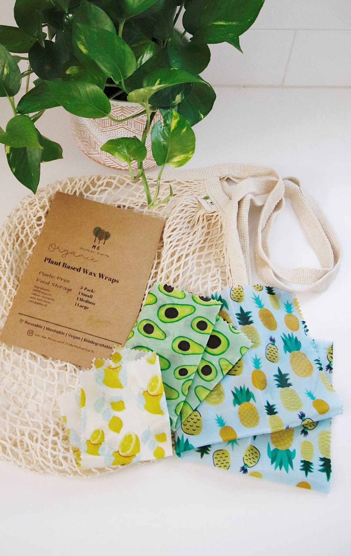 Me Mother Earth - Plant-Based Wax Wraps (pack of 3) organic cotton