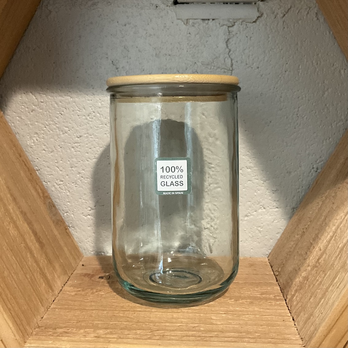 Glassnow Recycled Glass Storage Container w/ Bamboo Lid - 13oz