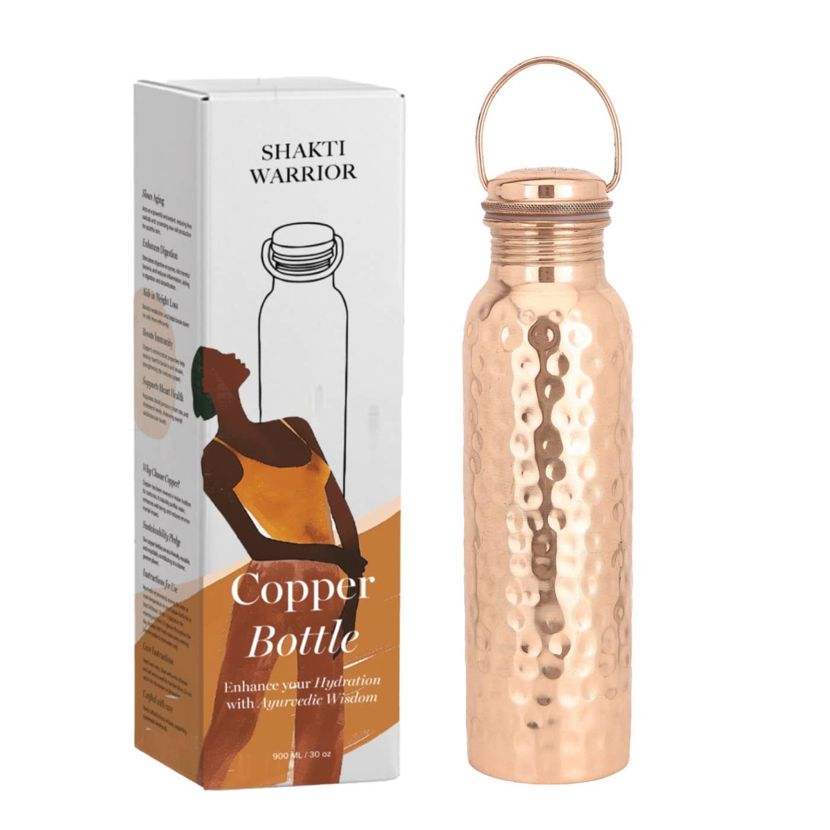Shakti Warrior - Hammered Tamba Copper Water Bottle - image 7