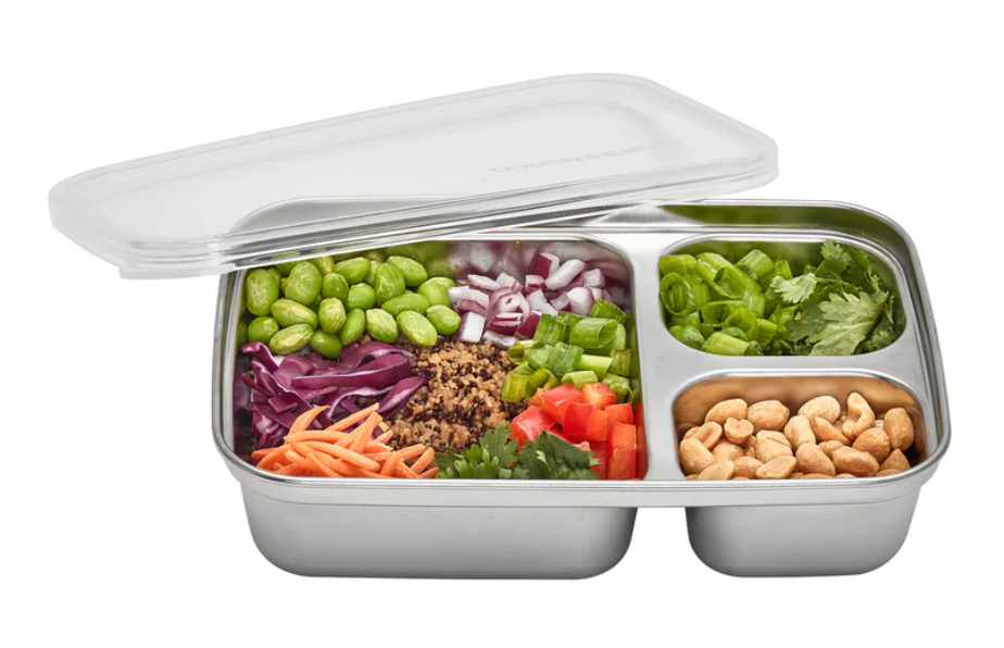 U Konserve - Divided Rectangle Stainless Steel Container (28oz) plastic-free