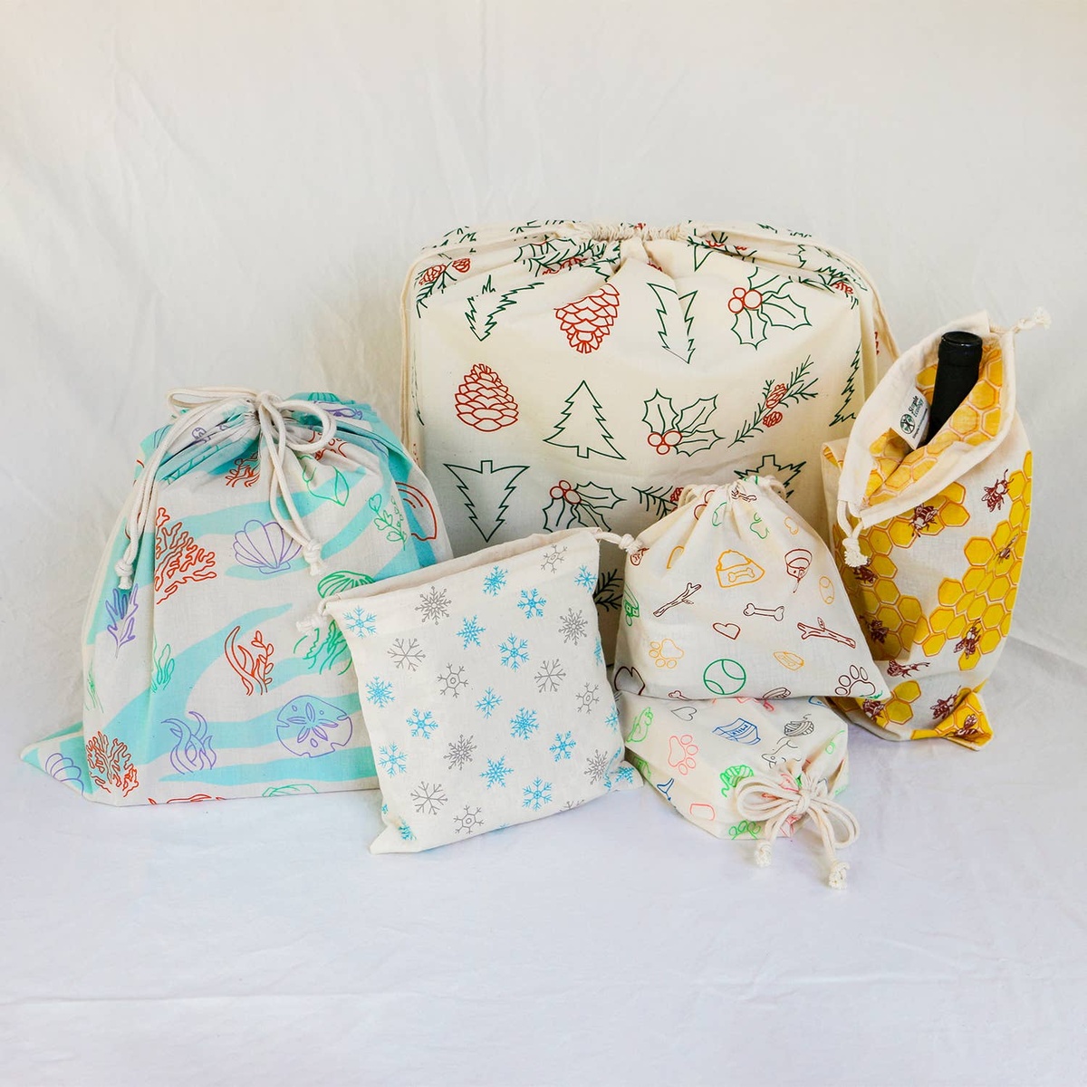 Simple Ecology - Organic Cotton Reusable Gift Bag Sets gots-certified organic cotton fabric