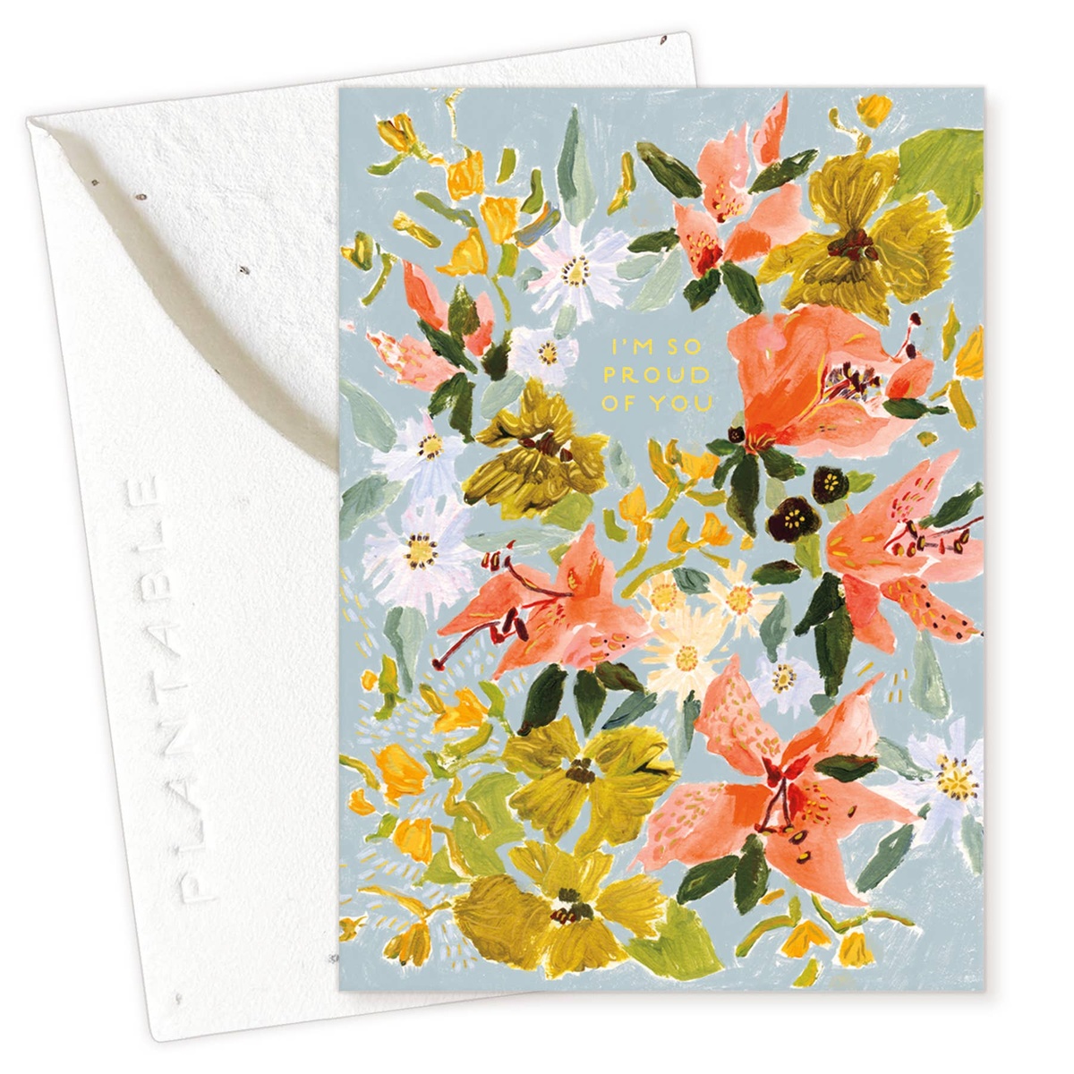Seedlings Card Bouquet in blue congrats - "Sprouts" Mini Misc Cards (2.5" x 3.5") biodegradable
