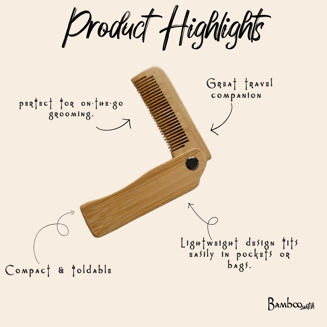 Bamboo Switch - Bamboo Hair Comb | Foldable natural bamboo - image 4