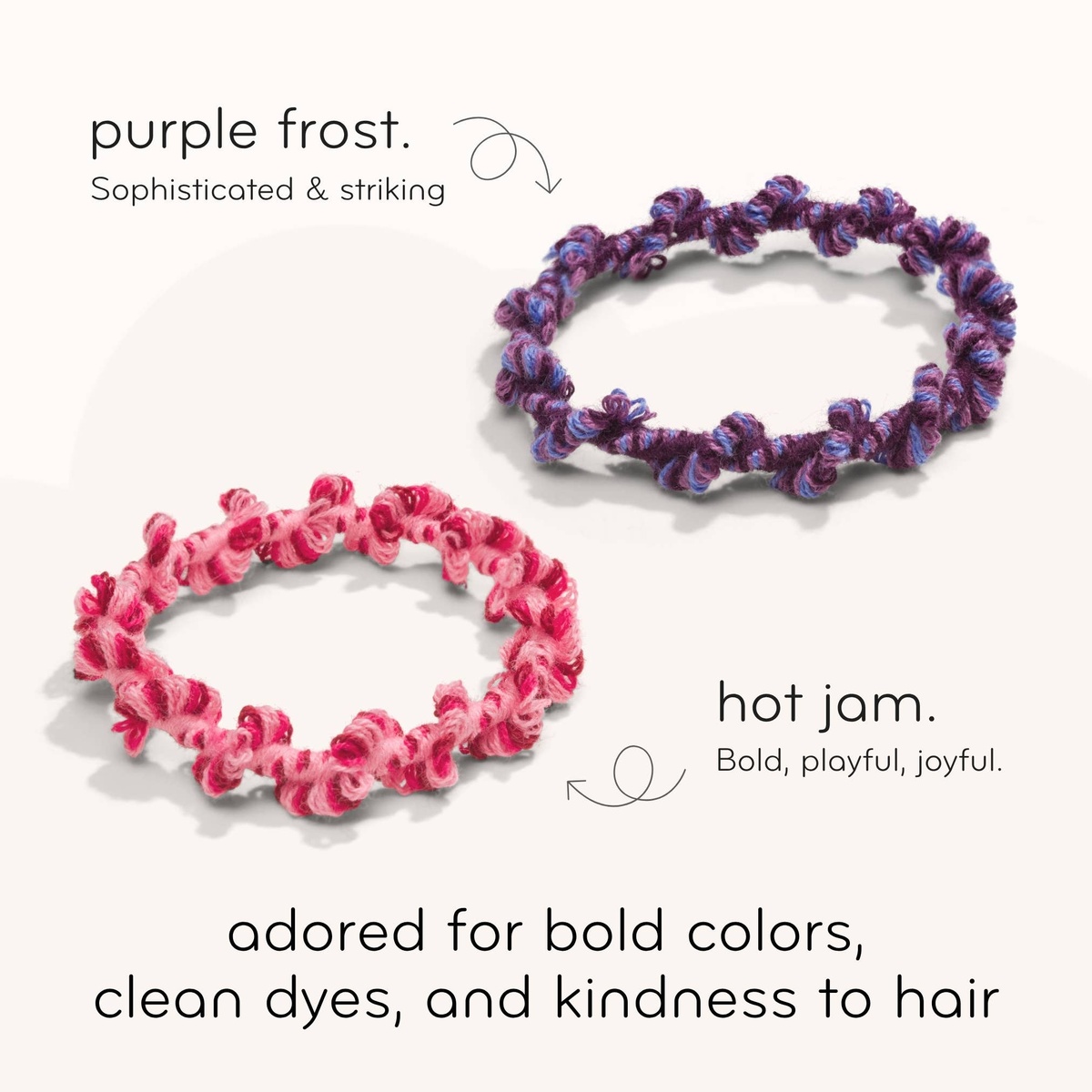 Kooshoo - Crochet Hair Ties: Hair Health, Organic Elastics, Hot Jam organic cotton
