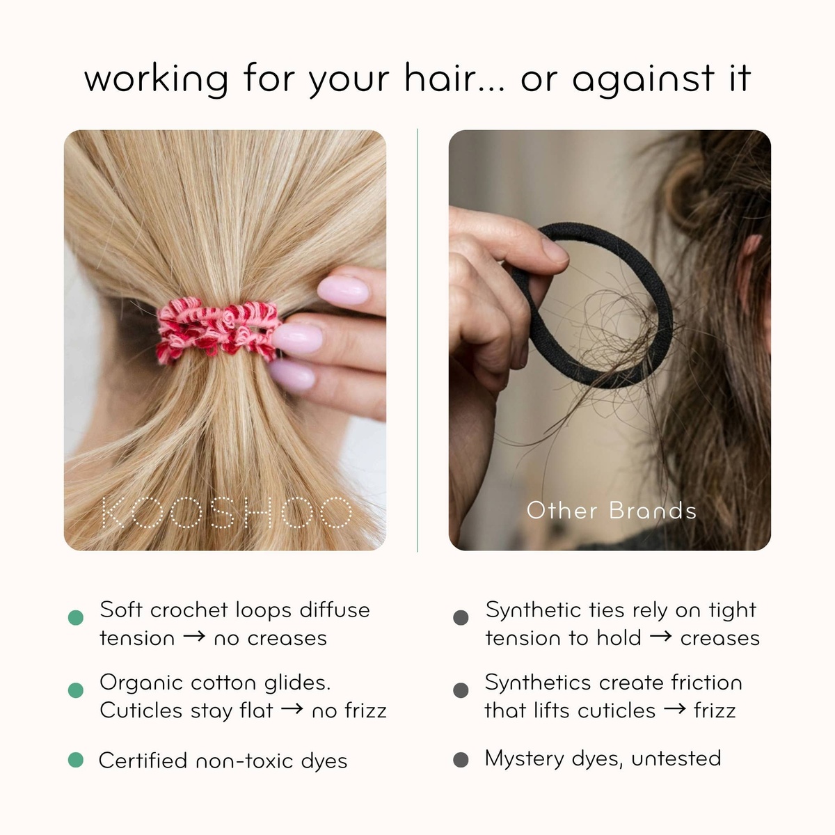 Kooshoo - Crochet Hair Ties: Hair Health, Organic Elastics, Hot Jam organic cotton