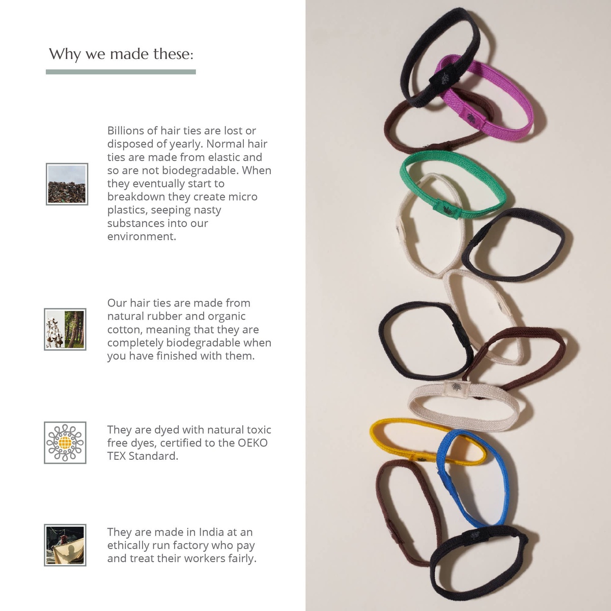 Wild and Stone - Plastic Free Hair Ties organic cotton - image 12