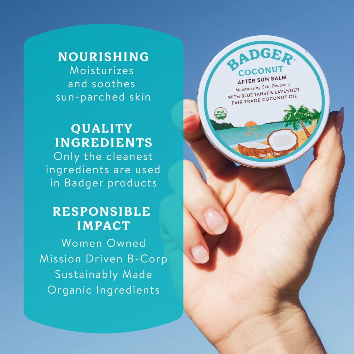 Badger – Badger Coconut After Sun Balm, Soothing Sunburn Relief 634084420036 Badger - Badger Coconut After Sun Balm, Soothing Sunburn Relief organic coconut oil - image 5