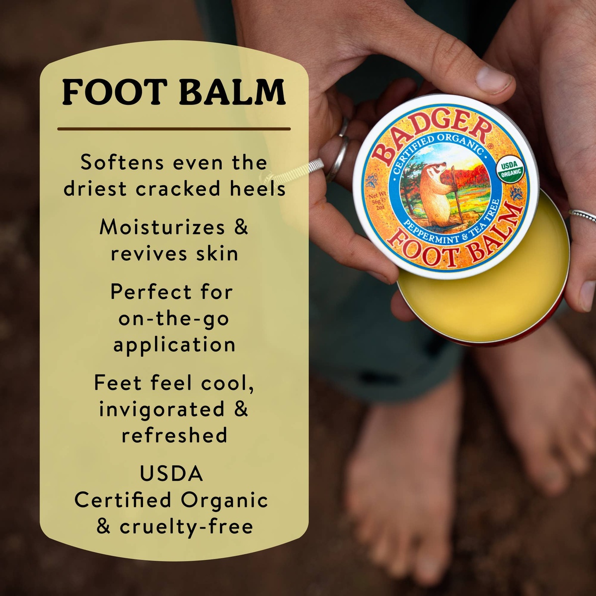 Badger - Badger Foot Balm for Dry Cracked Heels and Feet organic and cruelty free - image 3