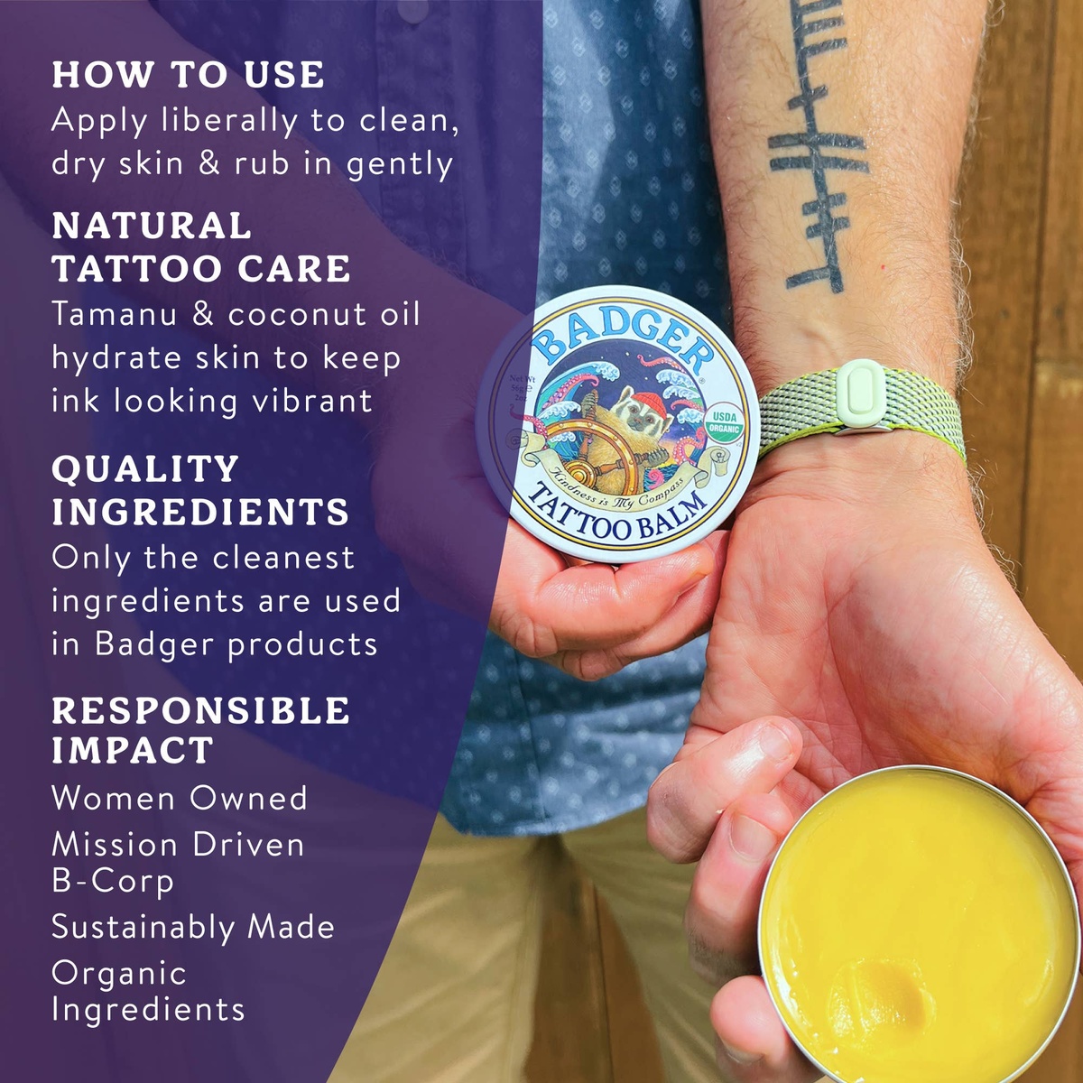 Badger - Badger Tattoo Balm, Organic Tattoo Aftercare certified organic - image 5