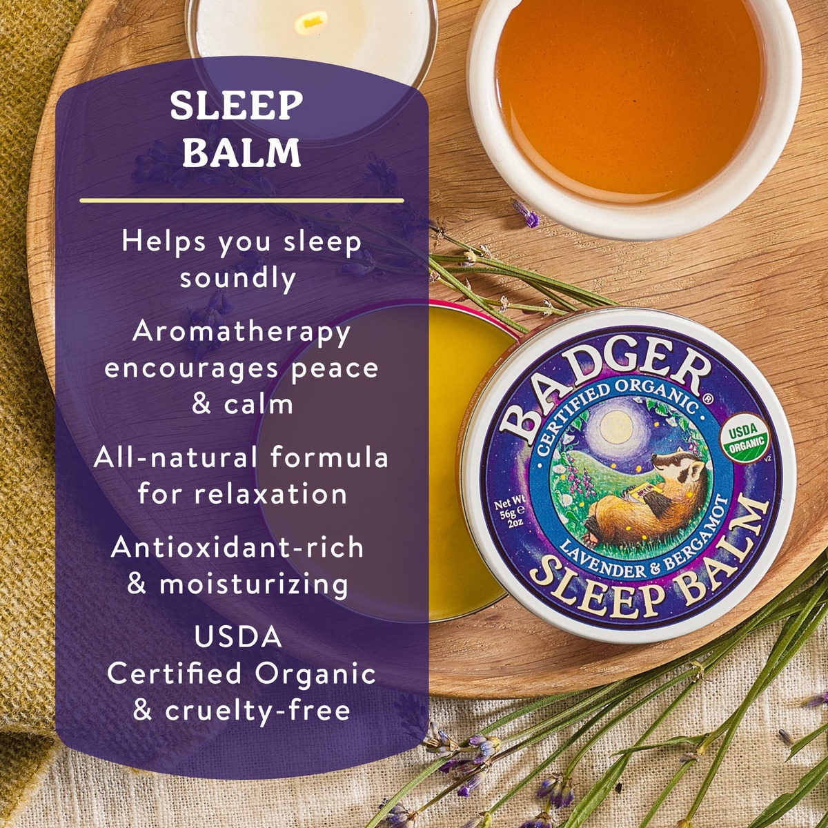 Badger - Sleep Balm, Organic Essential Oil Aromatherapy organic and petrolatum-free - image 3