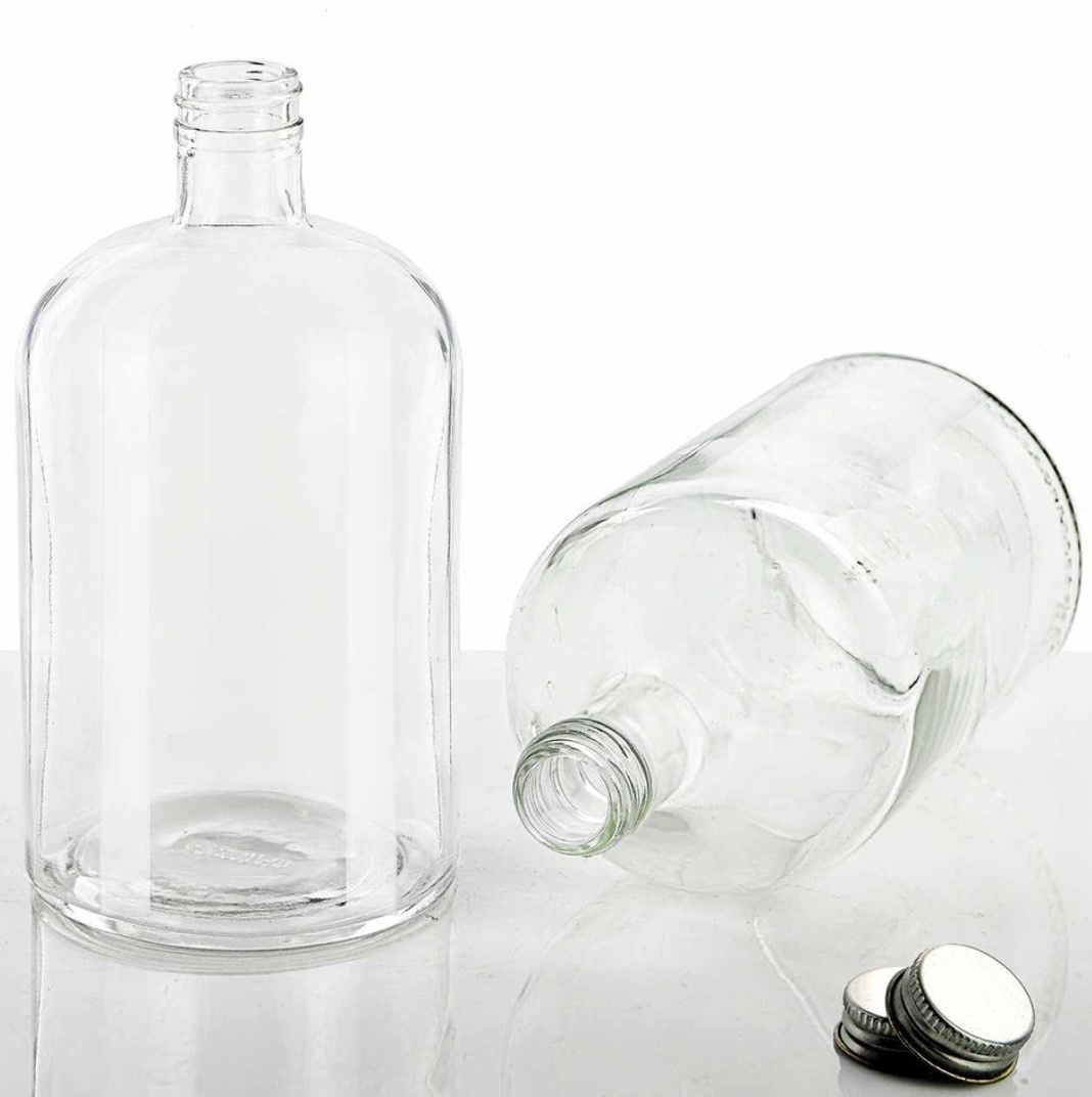 Glassnow - 50% Recycled Glass Bottles, Clear (no Lid)